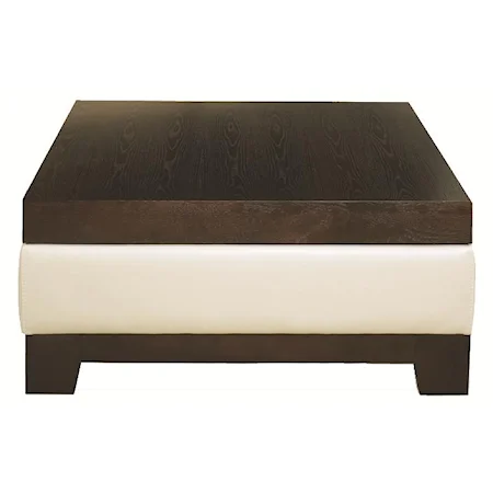 Table-Top Cocktail Ottoman with Padded Sides and Wood Top